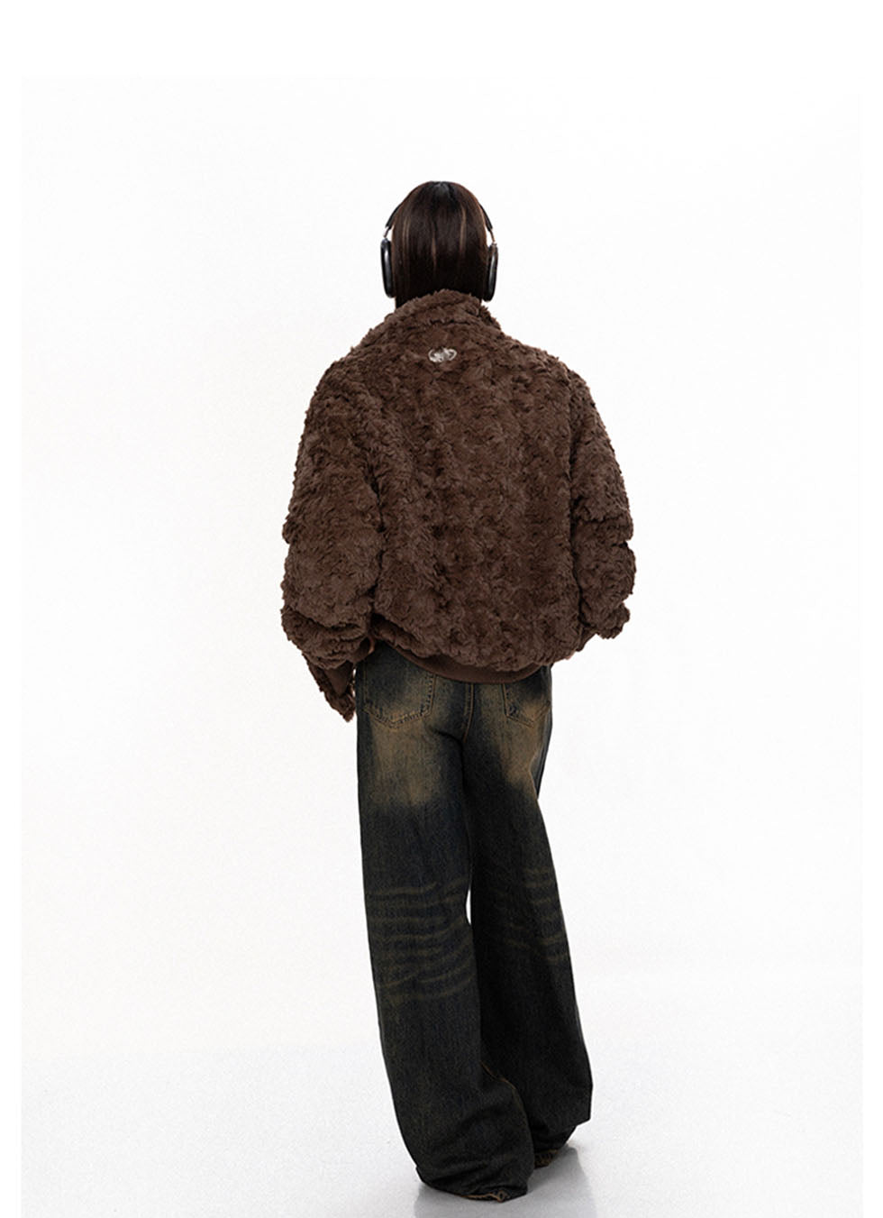 Brown Textured Fleece Buckle Coat