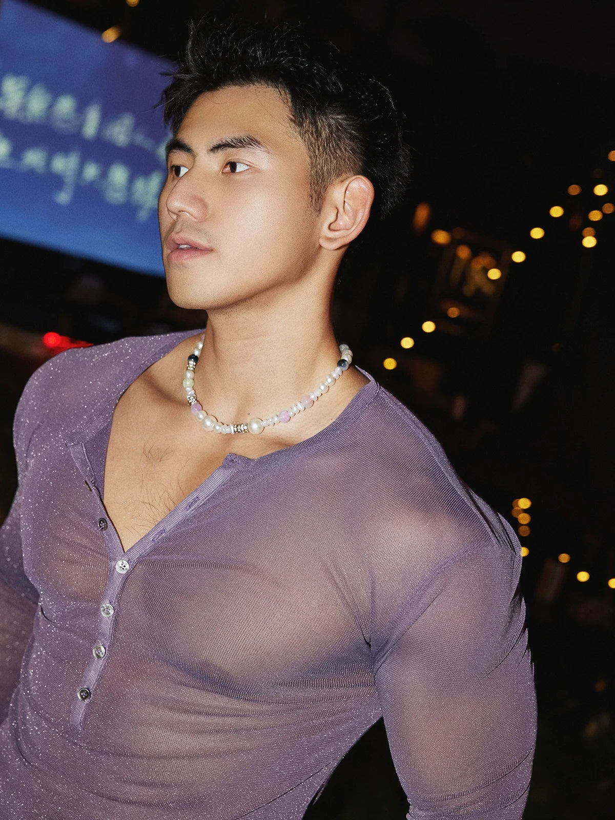 Sheer Sparkle Henley Top