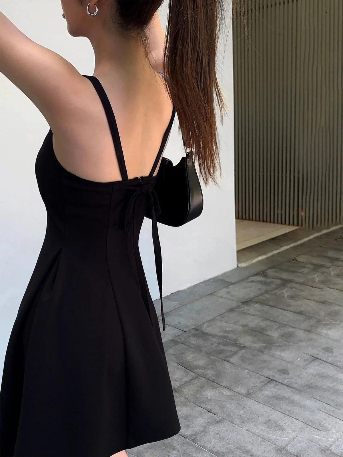 Black Square-Neck A-Line Dress