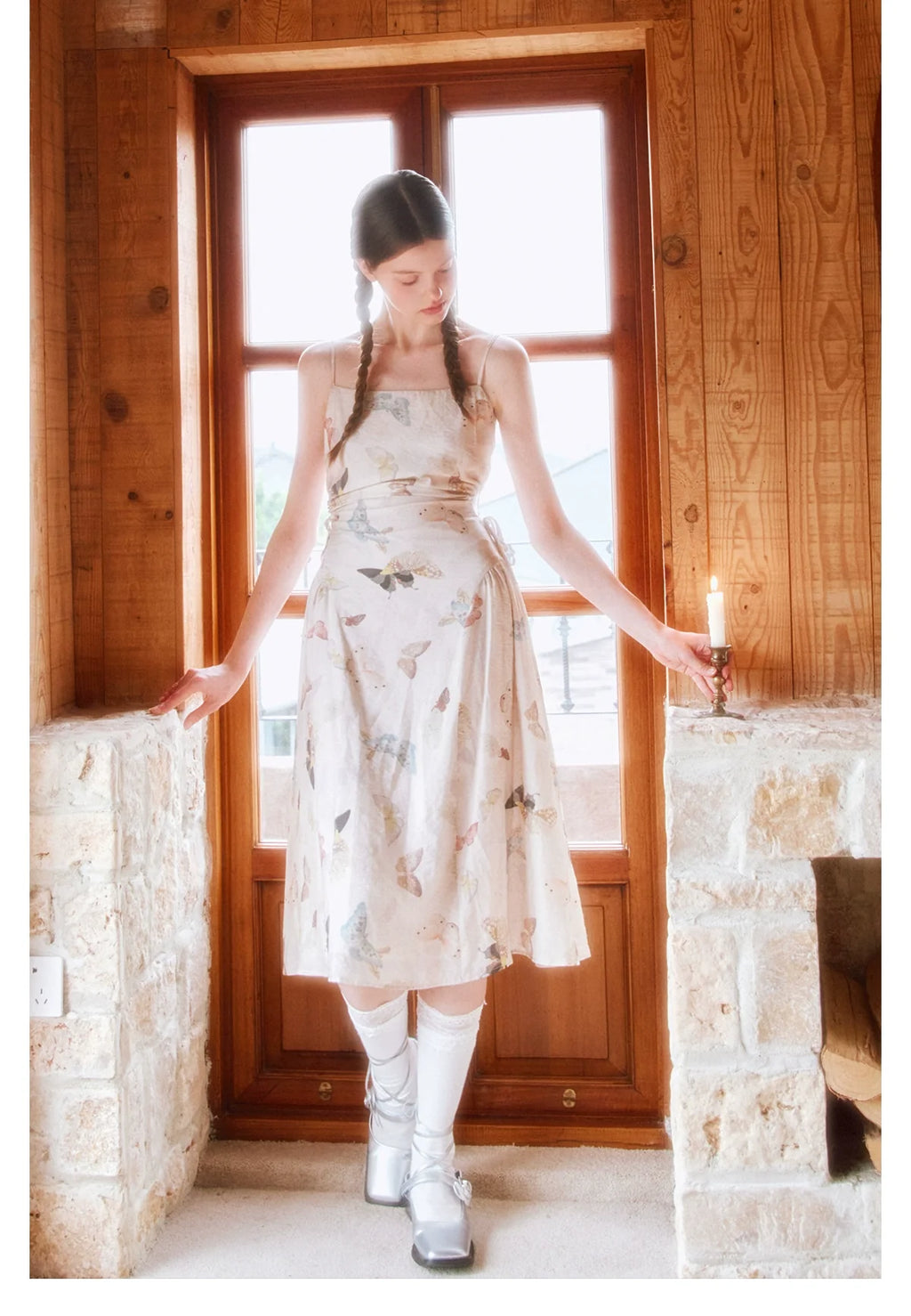 Butterfly Print Spaghetti Strap Dress