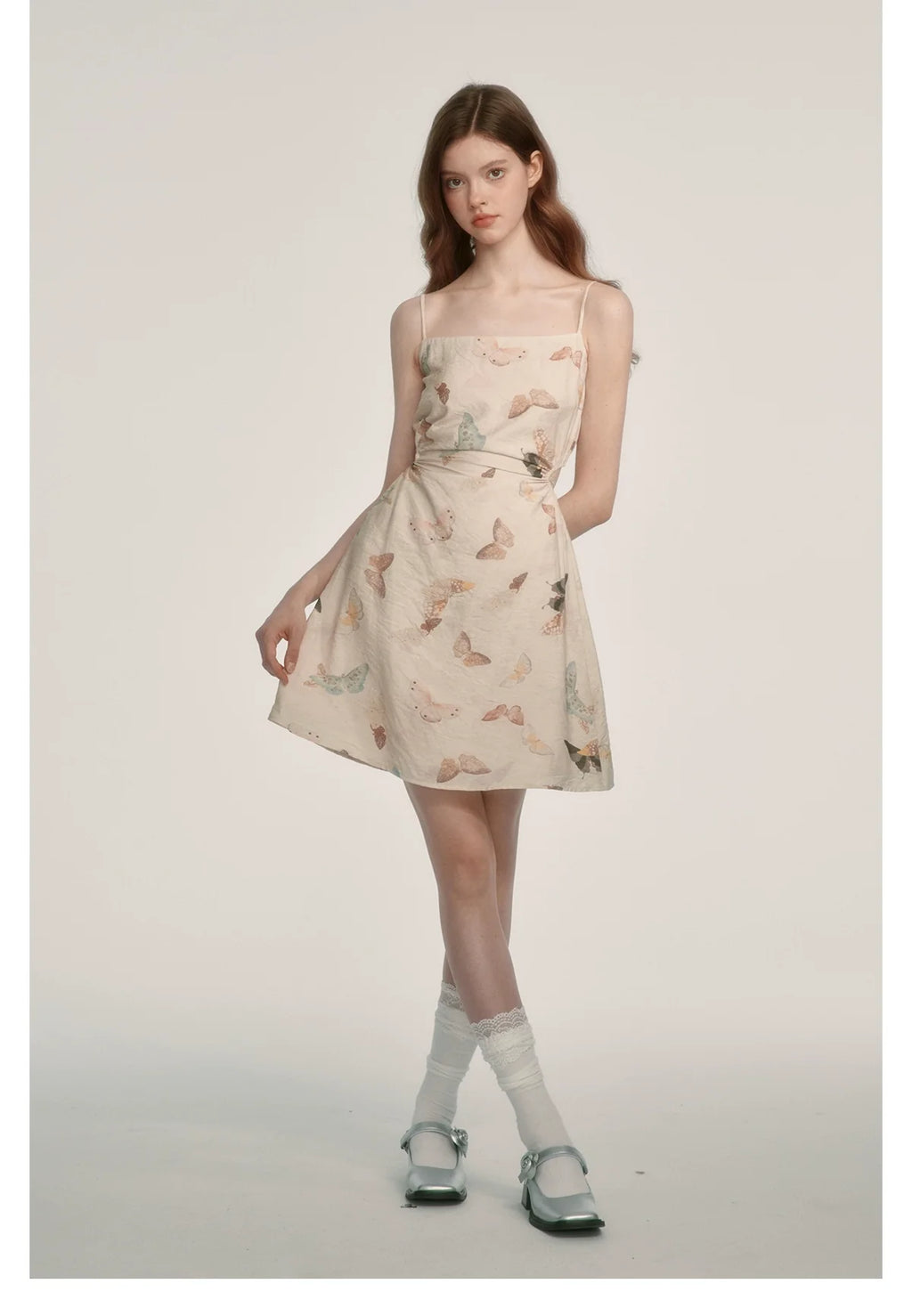Butterfly Print Spaghetti Strap Dress