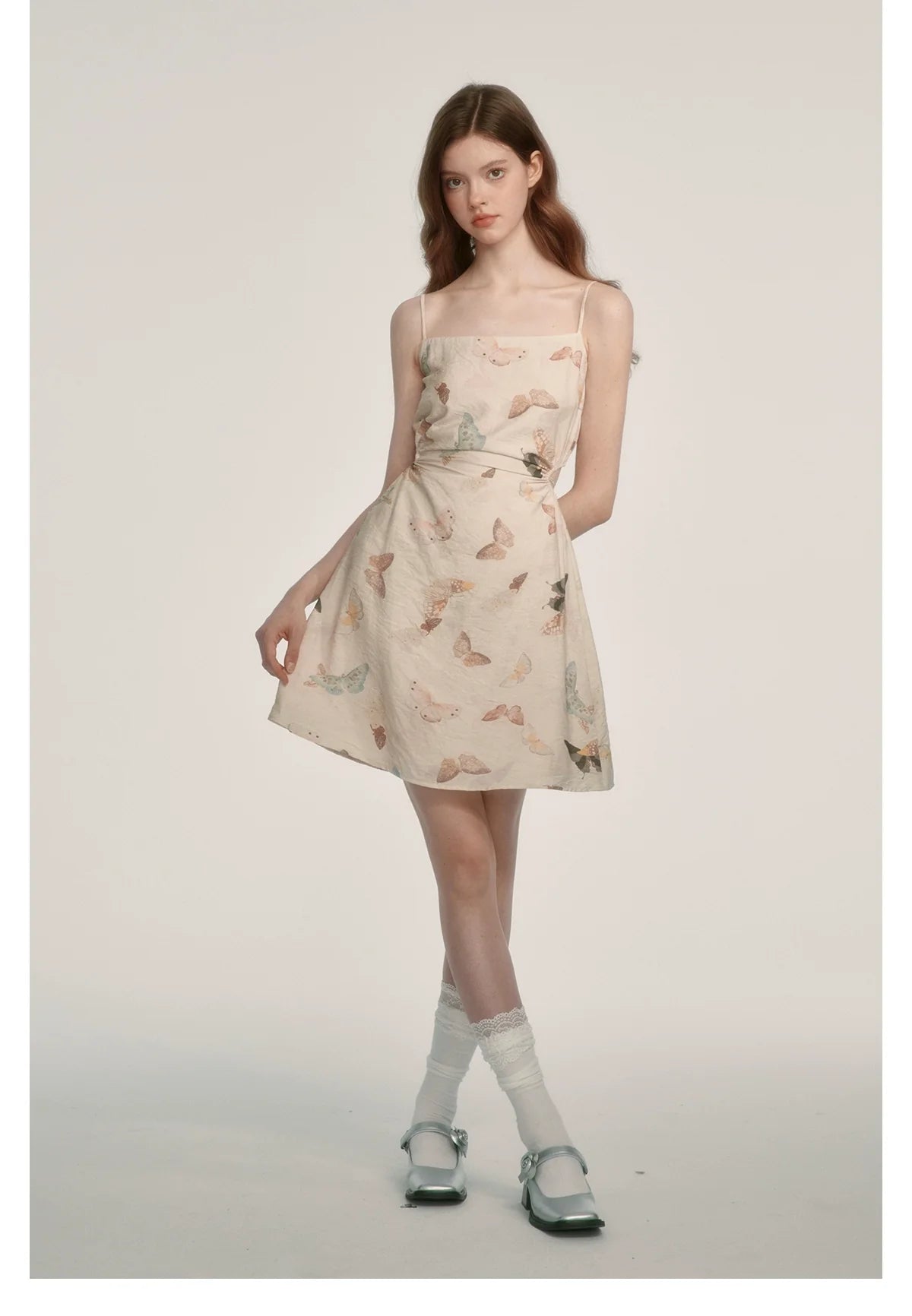 Butterfly Print Spaghetti Strap Dress