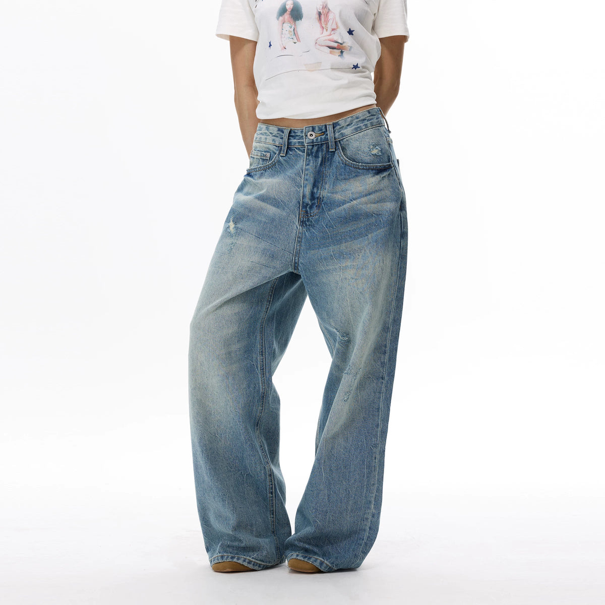 Seafoam Fade Arc Balloon Jeans