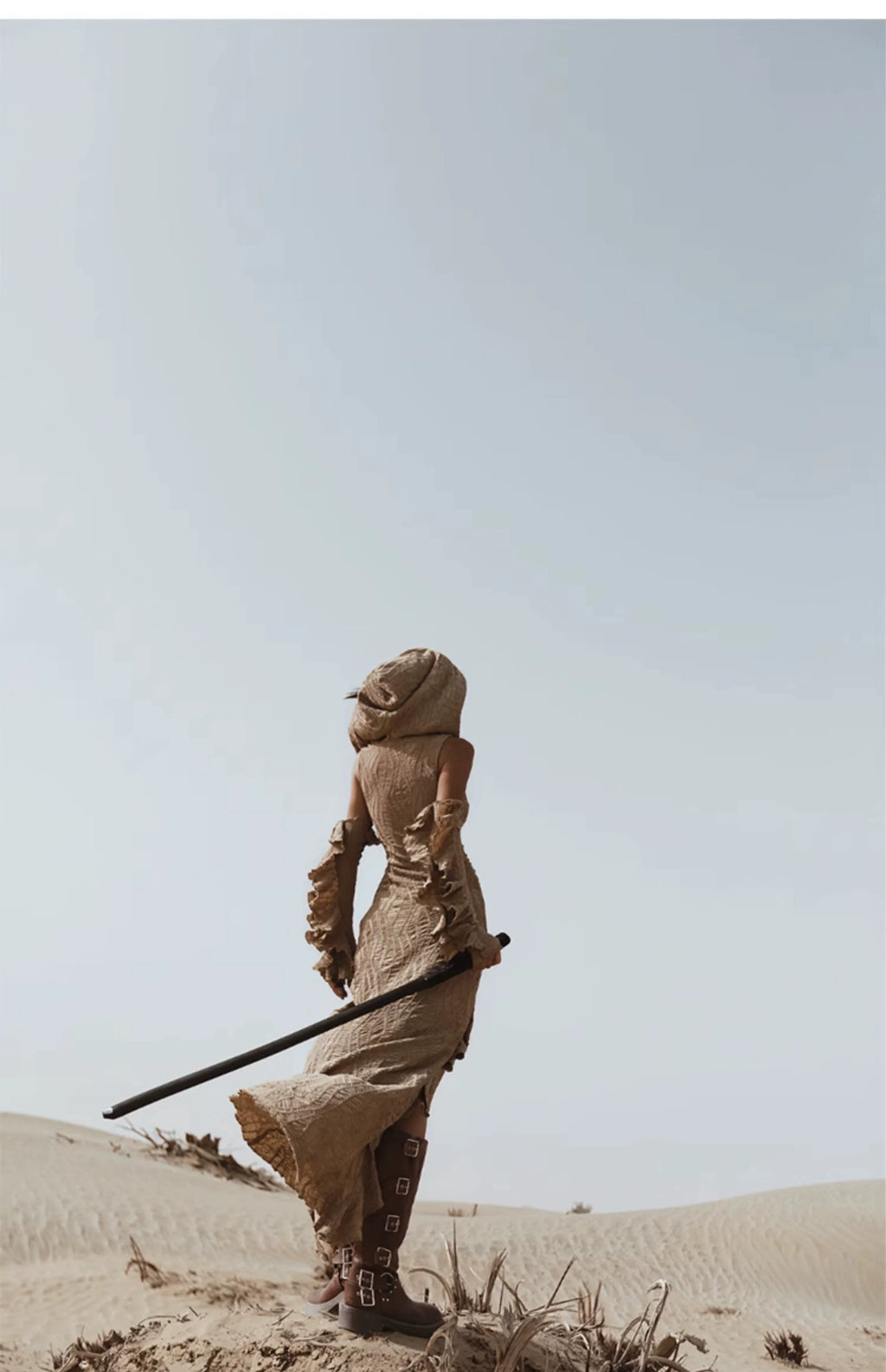 Desert Sand Textured Hooded Dress