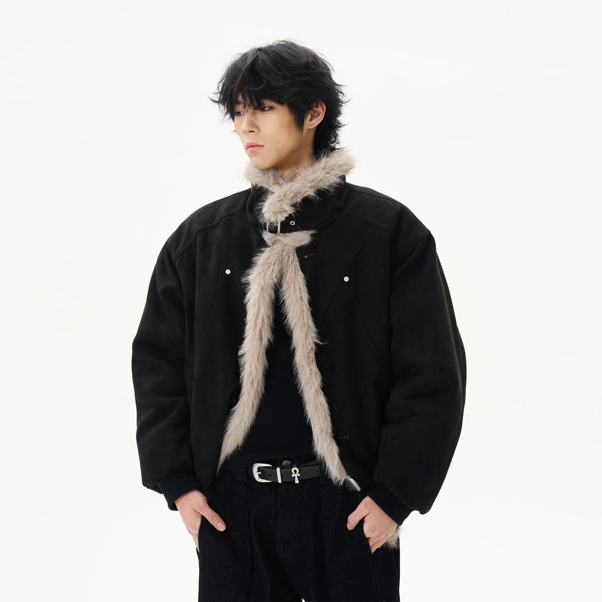 Faux Shearling Aviator Jacket