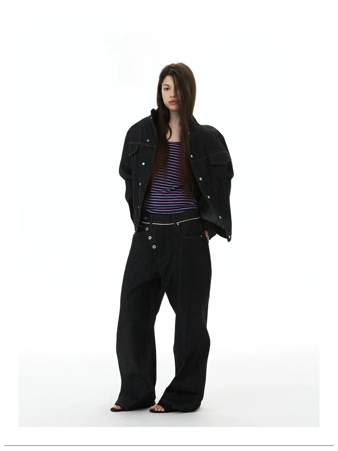 Orbit Placket Wide‑Leg Jeans