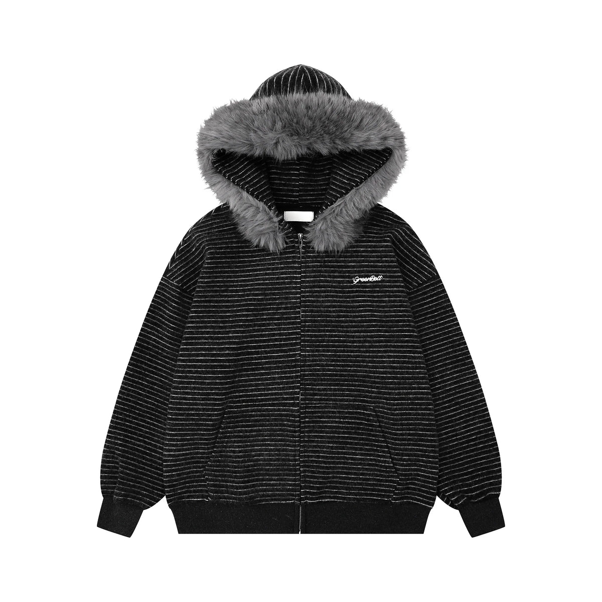 Frostline Striped Faux Fur Hoodie