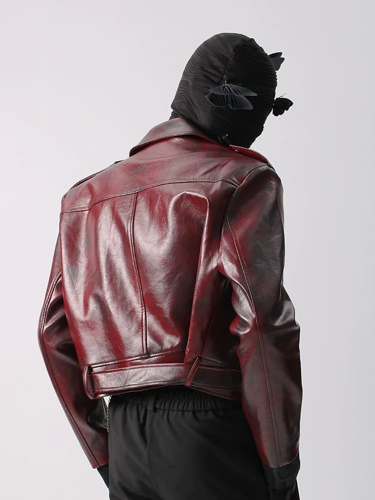 Glossy Burgundy Moto Jacket