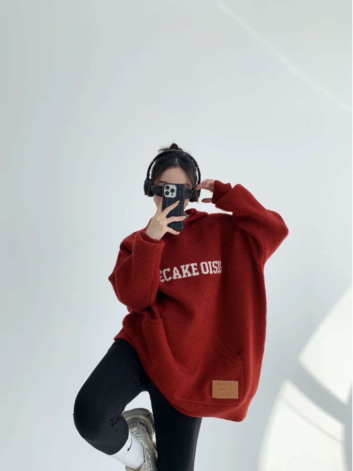 Brick Cozy Logo Knit Hoodie