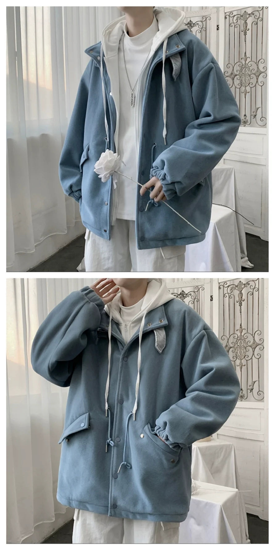 Oversized Woolen Hooded Jacket