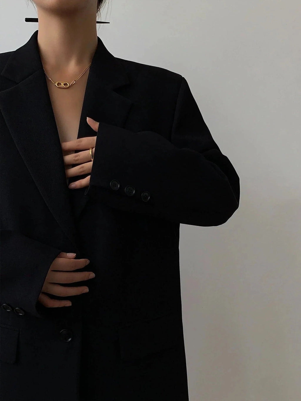 Neva Hu Black Oversized Korean-Style Blazer