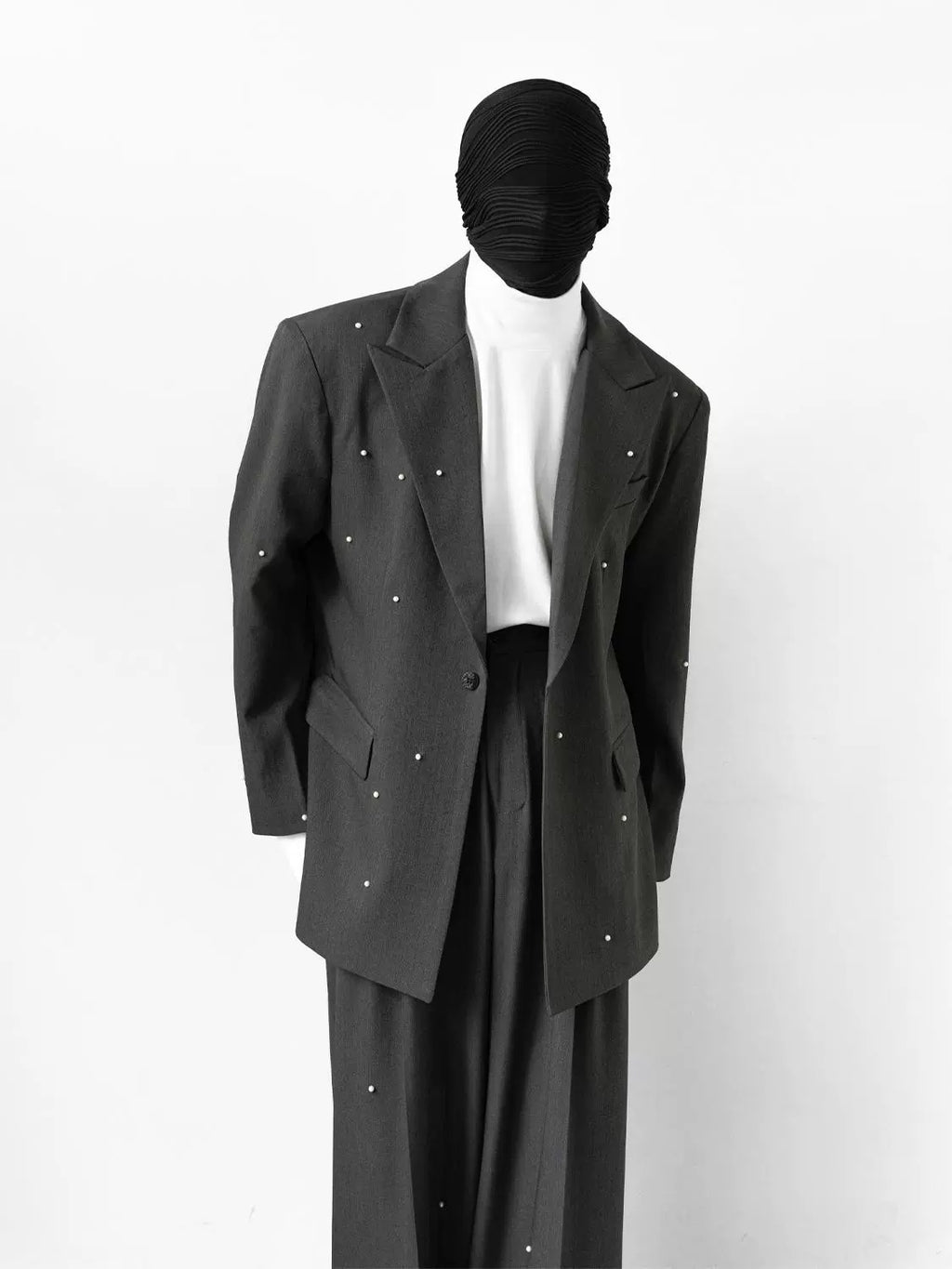 Embellished Charcoal Oversized Suit and Pants