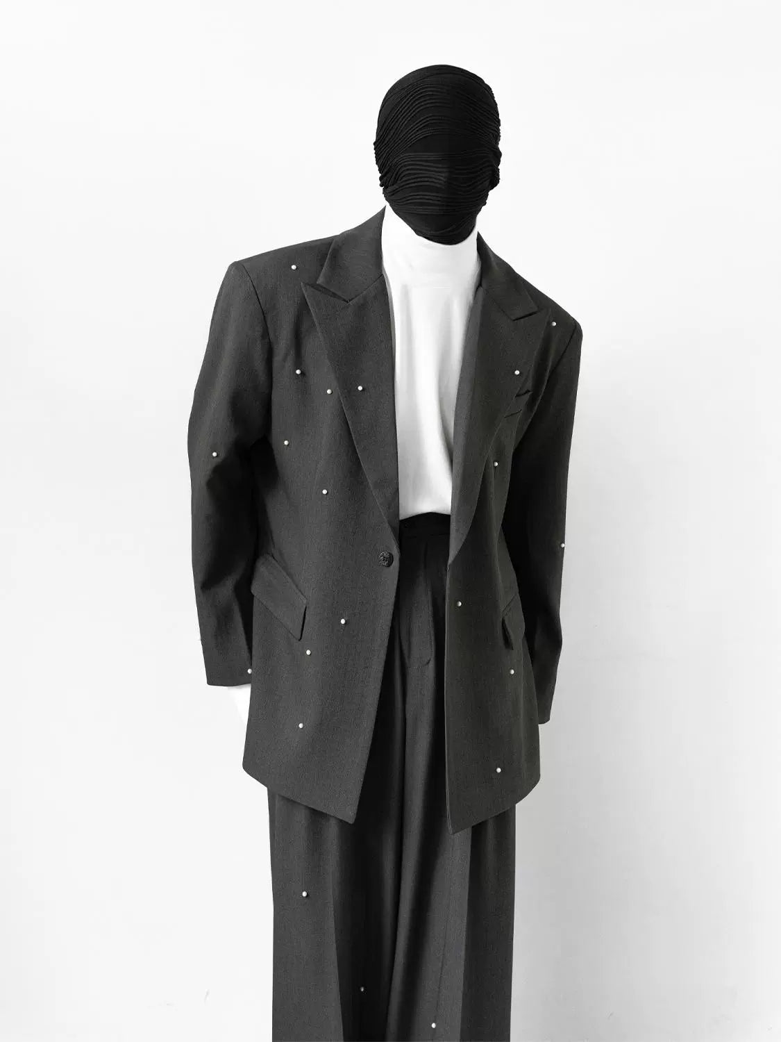 Embellished Charcoal Oversized Suit and Pants