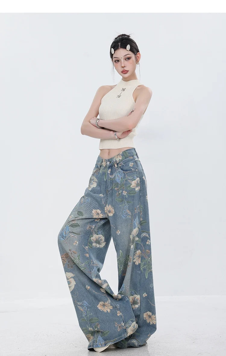 Blooming Botanica Floral Wide-Leg Jeans