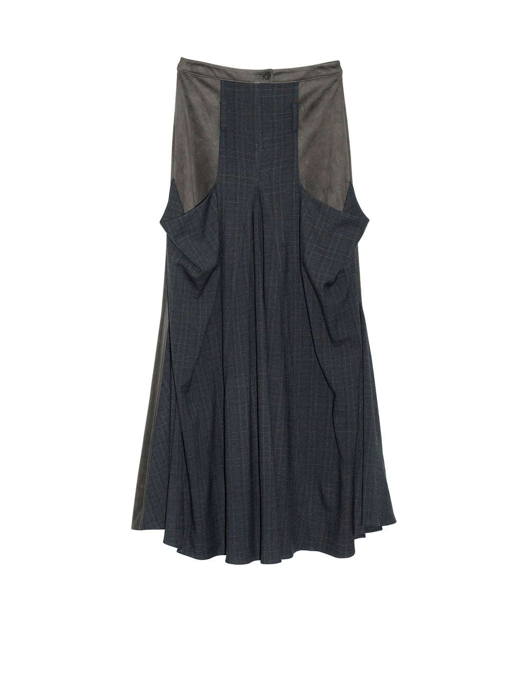 Charcoal Suede Panel Midi Skirt