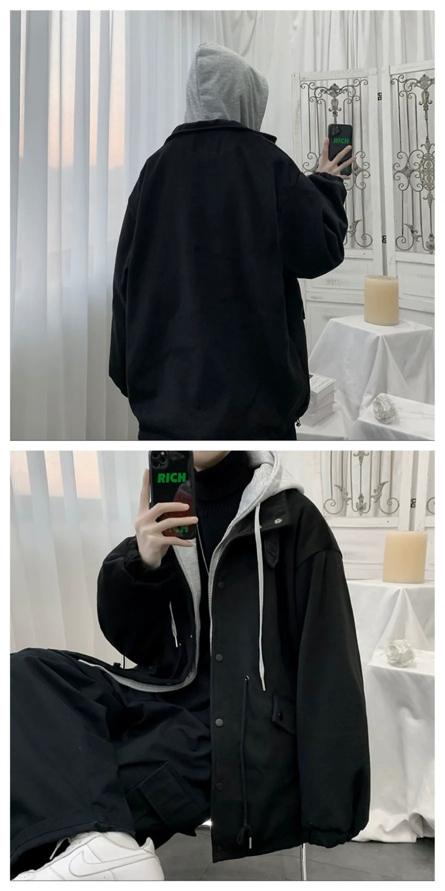 Oversized Woolen Hooded Jacket