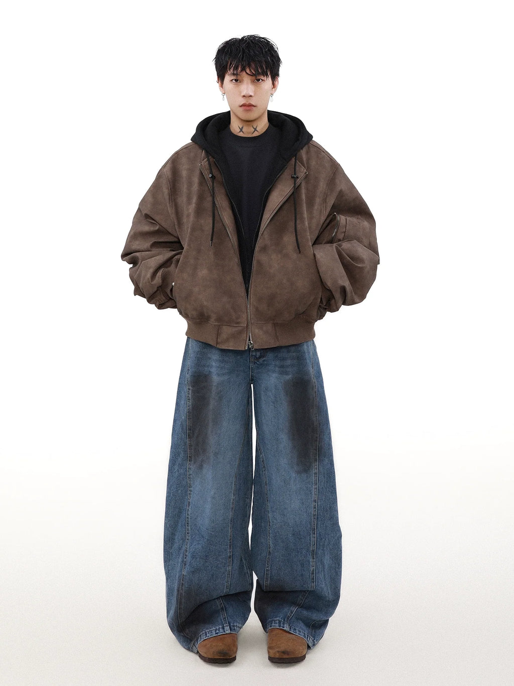 Umber Drift Oversized Moto Jacket