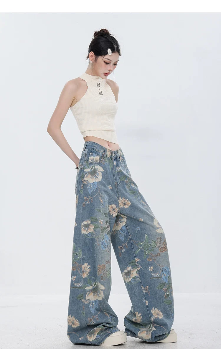 Blooming Botanica Floral Wide-Leg Jeans