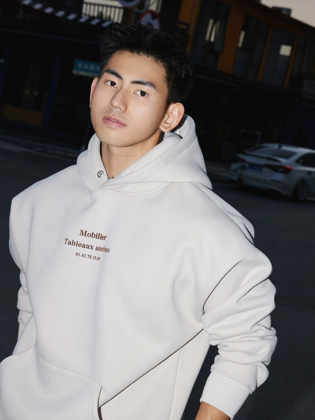 Simple Text Beige Hoodie Sweatshirt