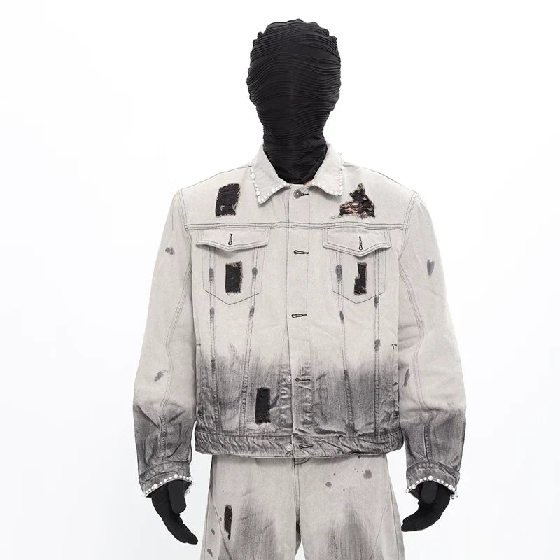 Ashfall Relic Pearl-Distressed Denim Jacket
