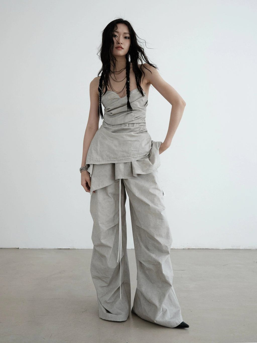 Strapless Draped Mini Dress - Women'S Light Gray Ruched Bodycon With Asymmetric Hem