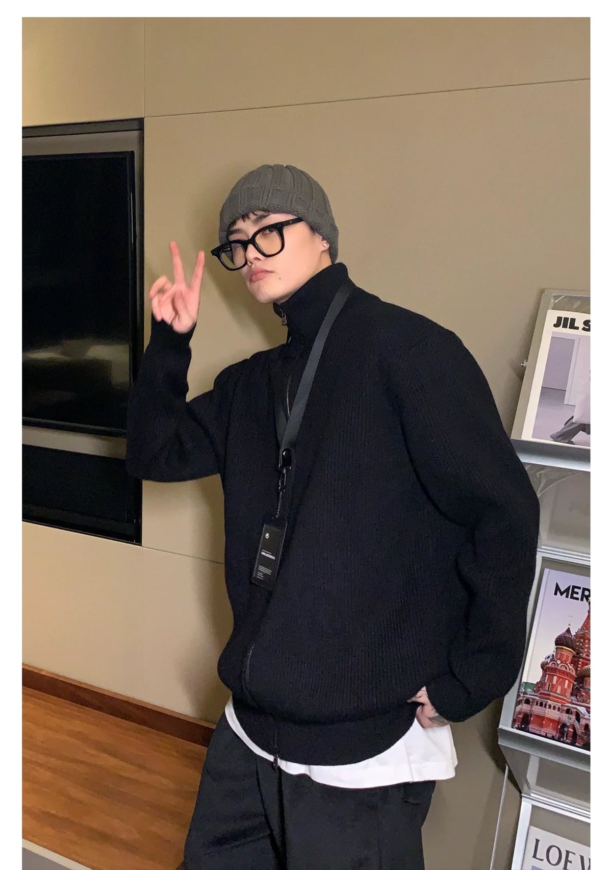 Ribbed Full-Zip Cardigan Sweater
