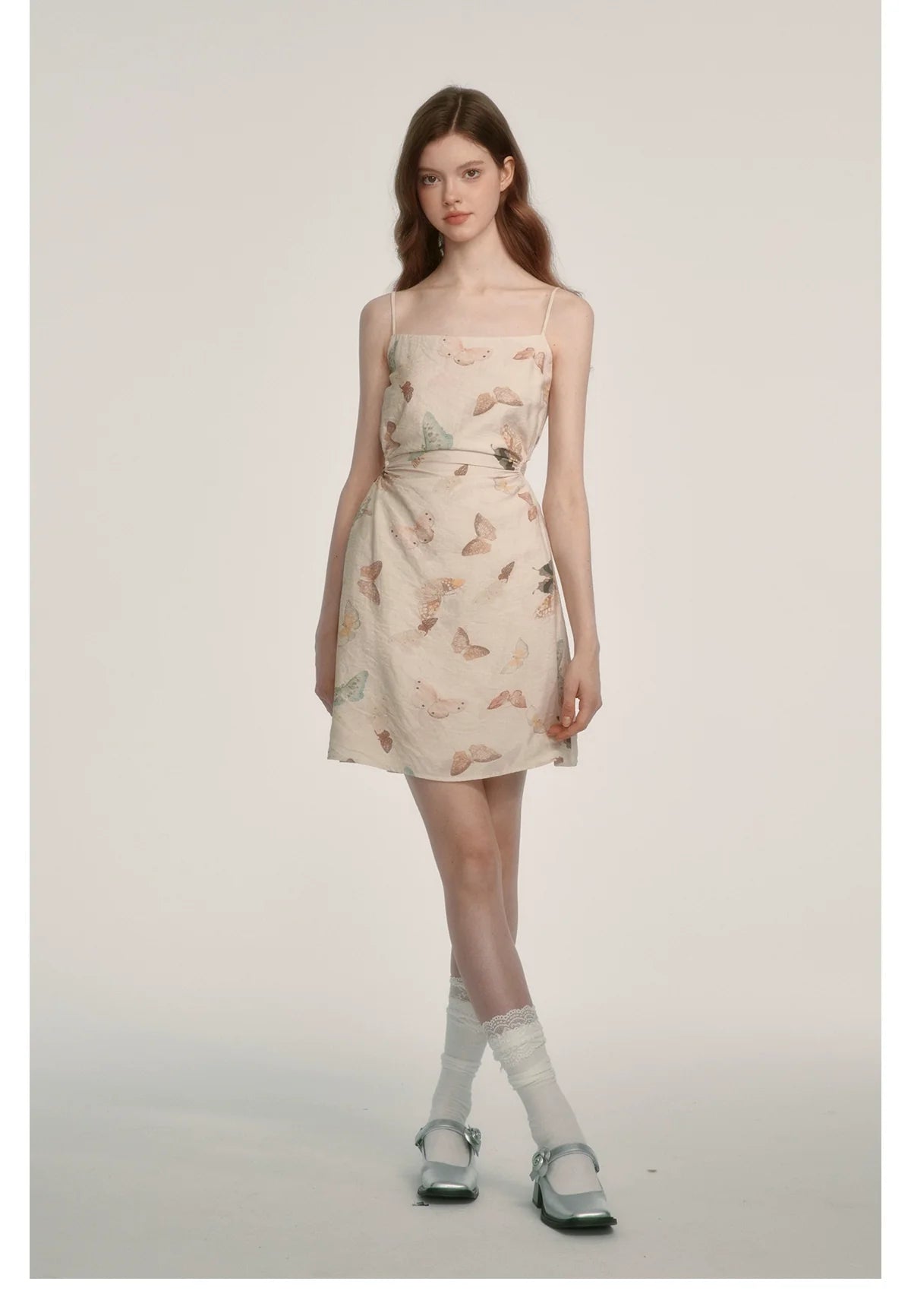 Butterfly Print Spaghetti Strap Dress