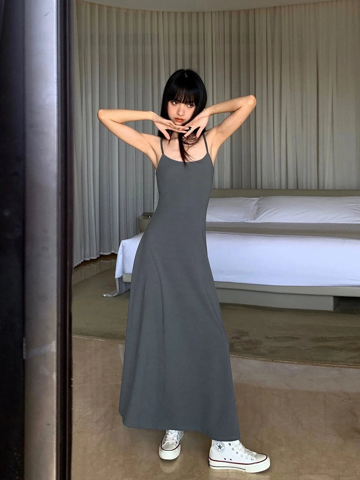 Black Spaghetti-Strap Maxi Dress