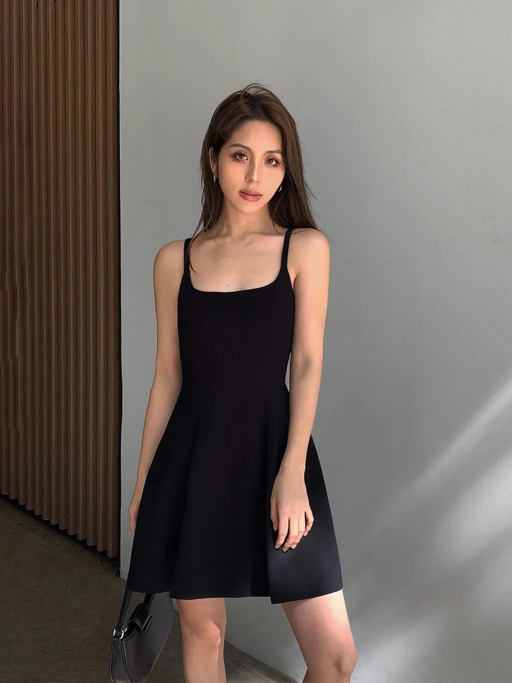 Black Square-Neck A-Line Dress