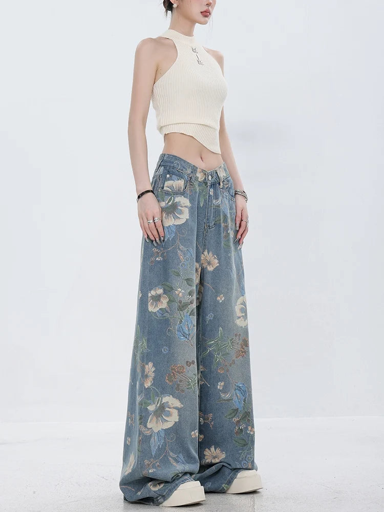 Blooming Botanica Floral Wide-Leg Jeans