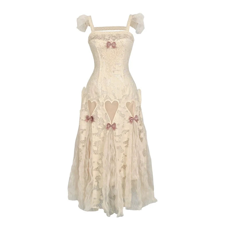 Vintage Lace Heart Cutout Gown