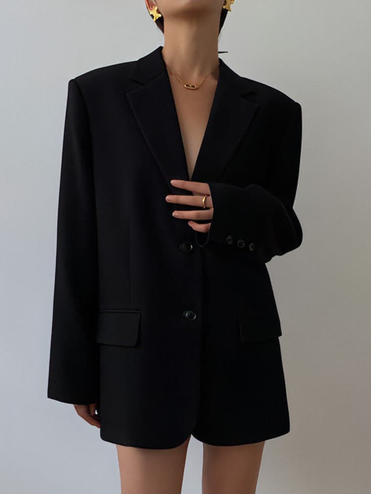 Neva Hu Black Oversized Korean-Style Blazer