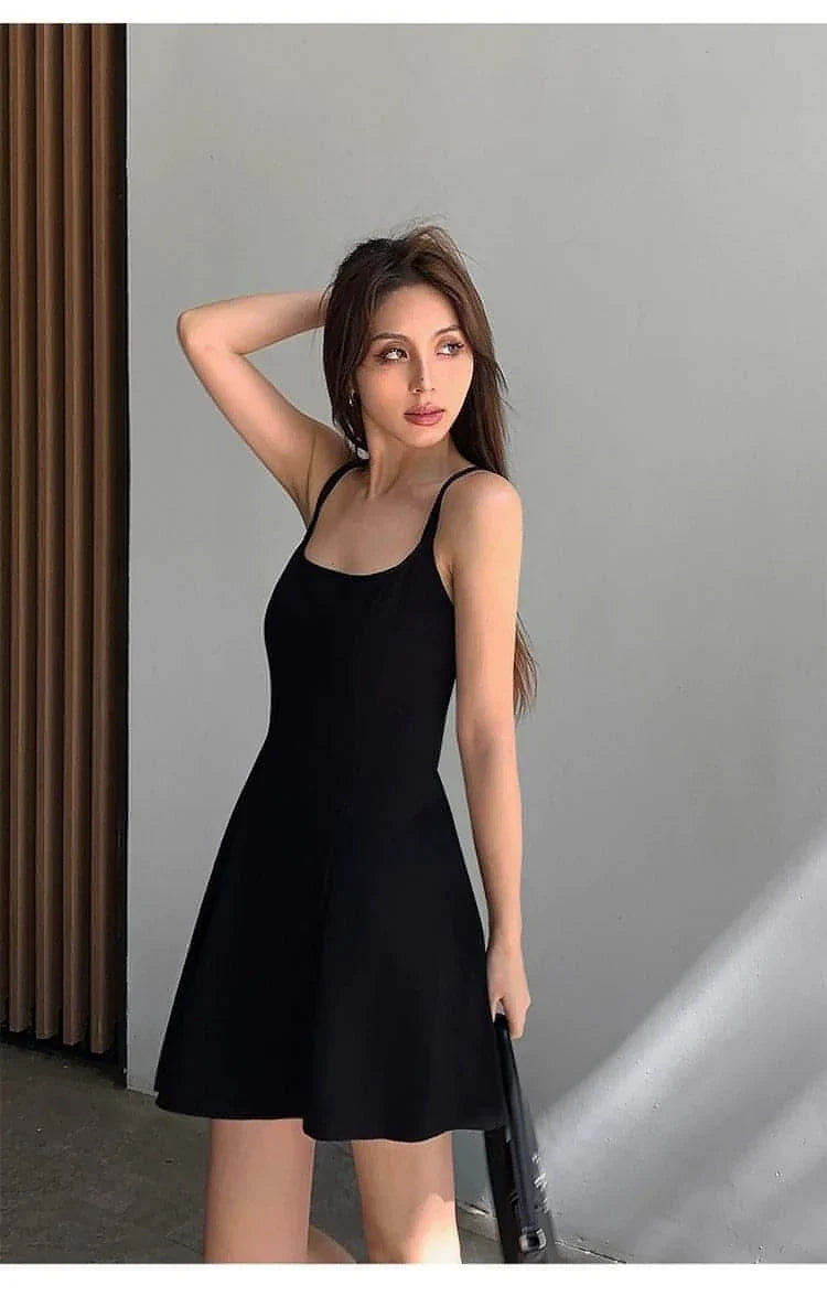 Black Square-Neck A-Line Dress