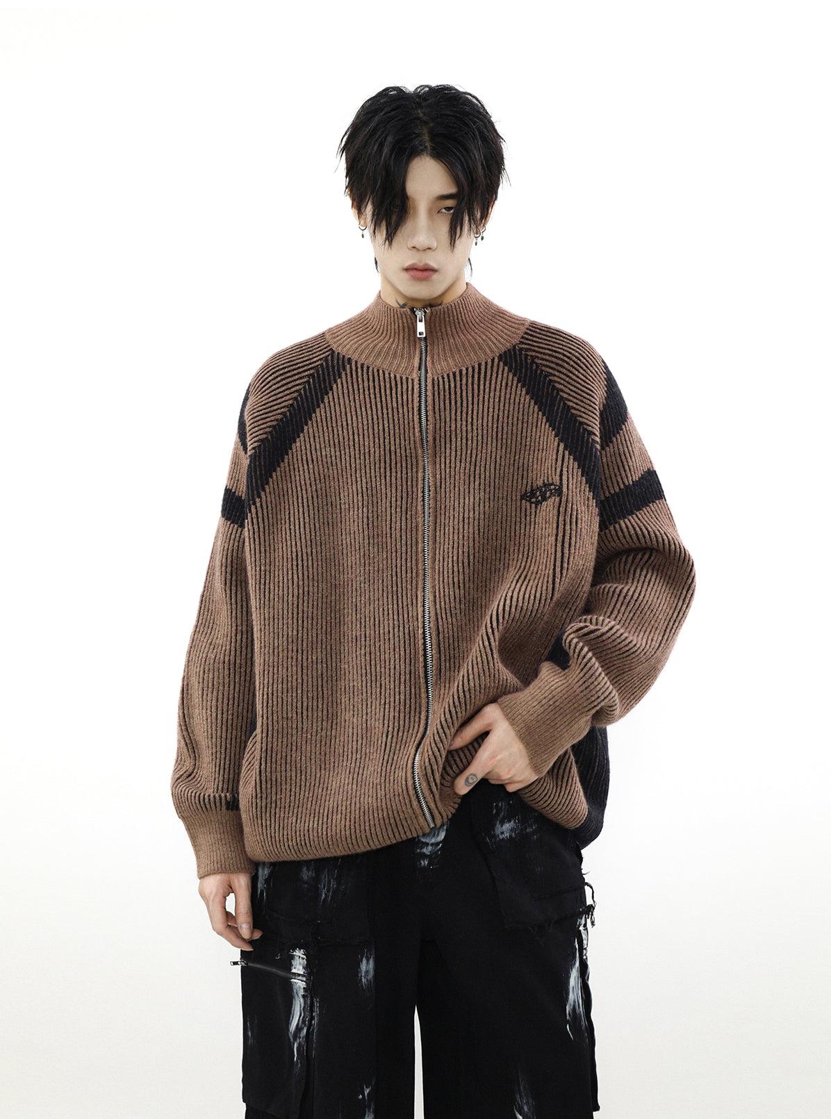 High-Neck Oversize Knit Cardigan