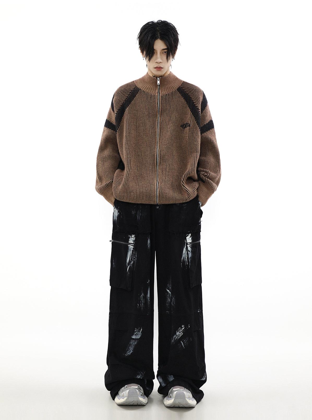High-Neck Oversize Knit Cardigan