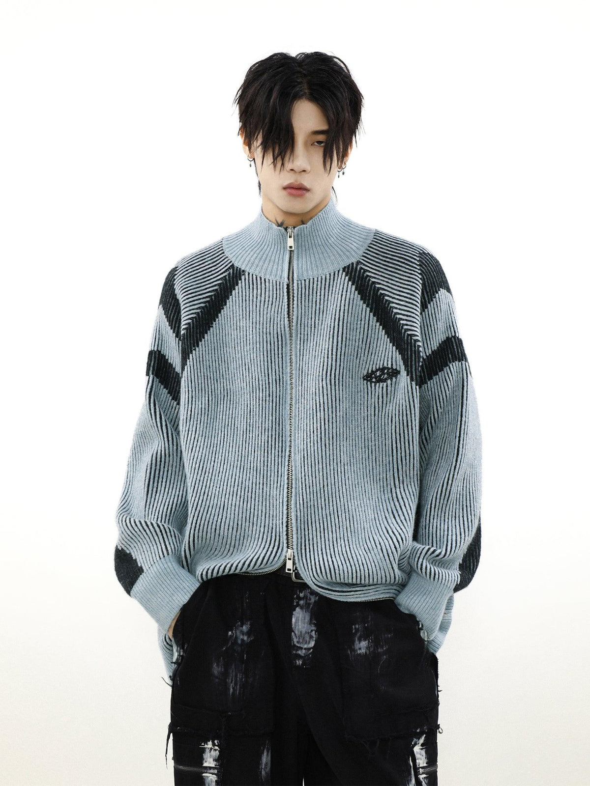 High-Neck Oversize Knit Cardigan