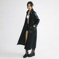 Oversized Black Hooded Leather-Look Coat