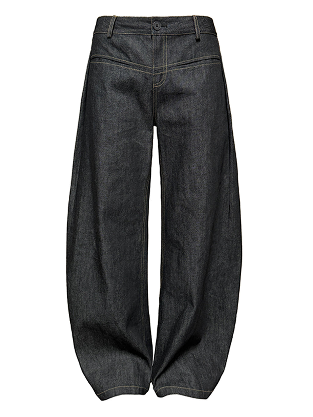 Low-Rise Curved Raw Denim Jeans