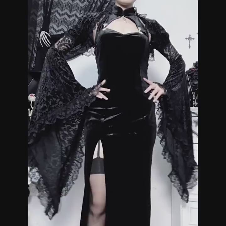 Black Velvet-Look Dress or Lace Bolero