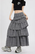 Plaid Tiered Maxi Skirt