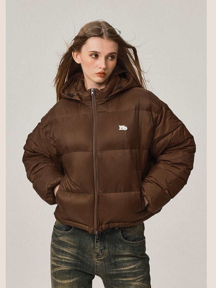 Stand Collar Hooded Short Down Jacket