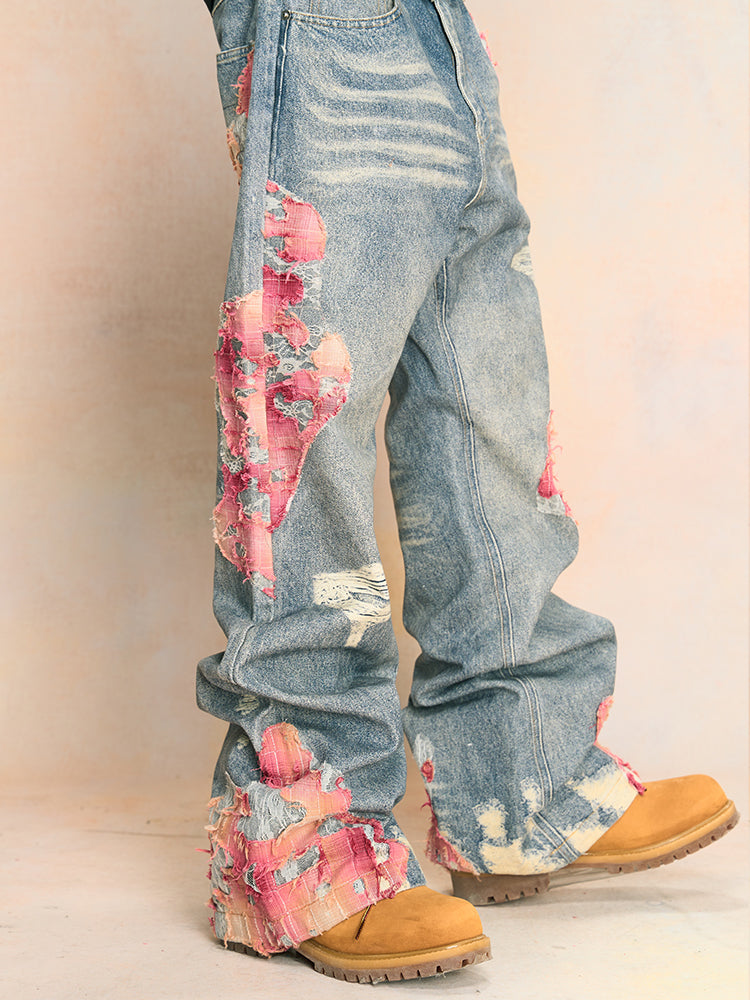 YAD Crew Lace-Embroidered Wide-Leg Jeans