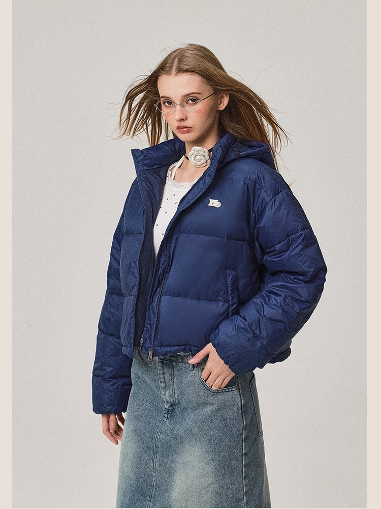Stand Collar Hooded Short Down Jacket