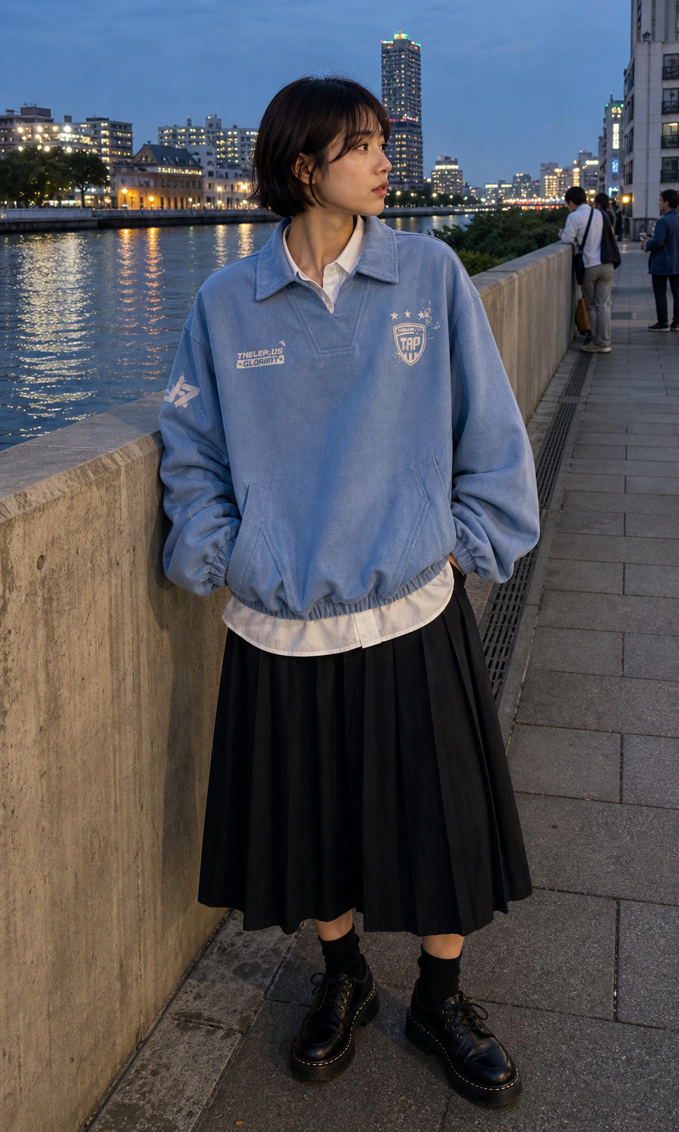 Men's Light Blue Vintage Varsity Pullover