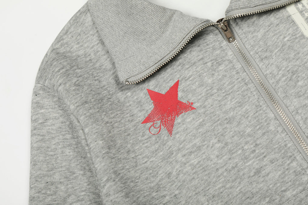 Star & 04 Graphic Zip-Up Sweatshirt