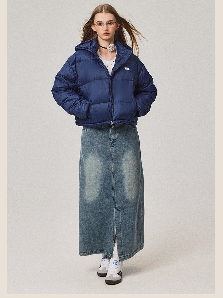 Stand Collar Hooded Short Down Jacket