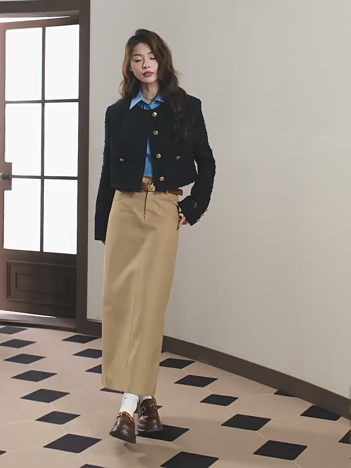 Classic Khaki Maxi Skirt