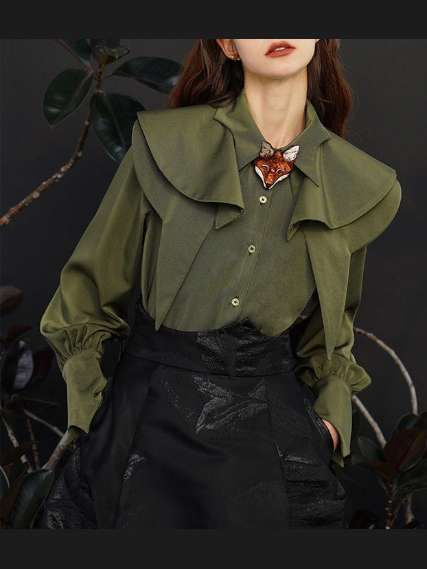 Fox Charm Ruffle Blouse
